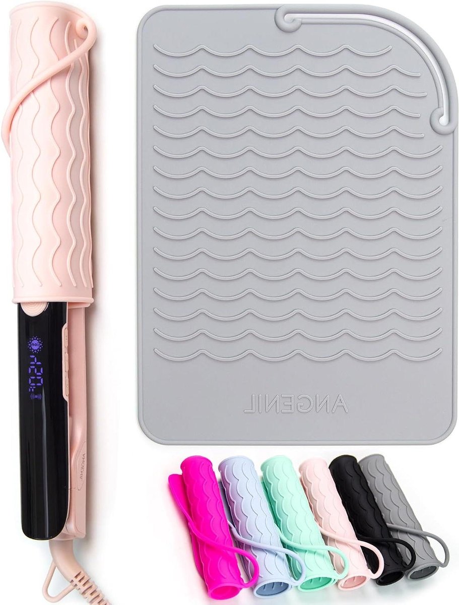 Siliconen warmtemat - Hittebestendige mat - Haarstyling beschermen - Veilig voor toonbank - 23 x 16 cm - Grijs