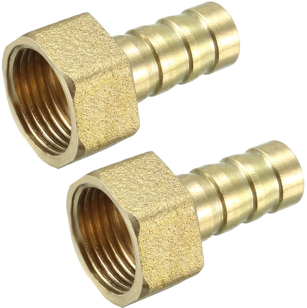 10 mm stekels x 3/8 PT binnendraad messing slangschroefverbinding x 2 stuks goudkleurige buisverbinding adapter voor slangaansluiting
