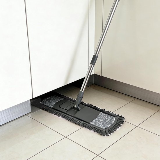 Reinigingsmop - Vloerwisser Dweil - Huishoudelijk Schoonmaken - Verstelbare Steel - 135 cm - Grijs — afbeelding 3