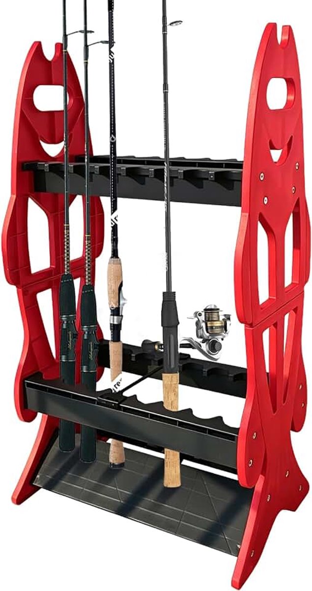 Hengelhouder voor 16 hengels, verticale hengelhouder | Verticale hengelhouder, hengelhouder voor garage, hengelstandaard voor 16 hengelhouders met montageaccessoires