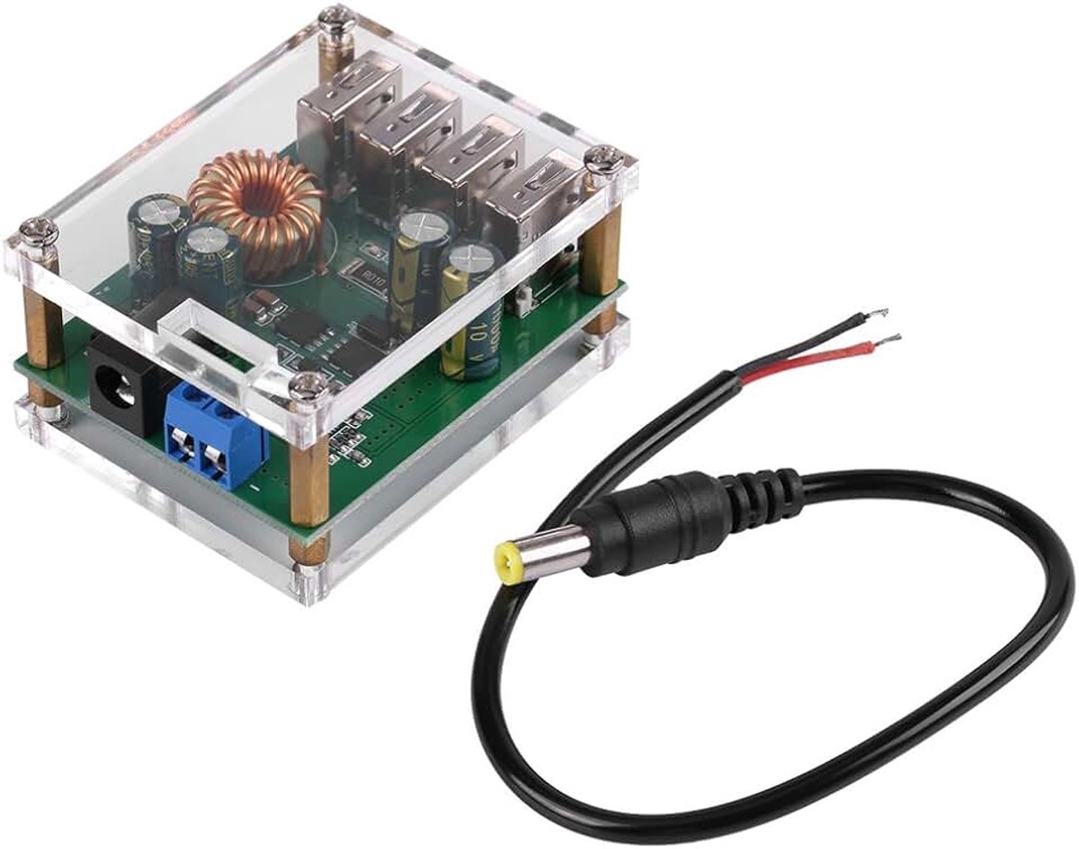 Voedingsmodule Step Down Voltage Transformer 7-60V Input 5V 5A Output Met 4 USB-Poorten