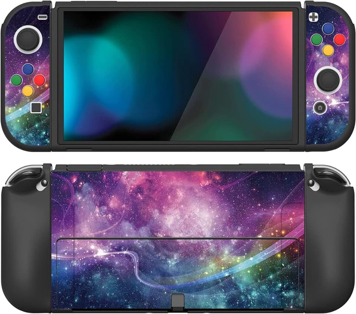 Zachte Beschermhoes TPU voor Nintendo Switch OLED - ZealProtect Flexibele Grip Cover met Duimgreep Caps & ABXY Richting Knop Cover, Compatibel met Console