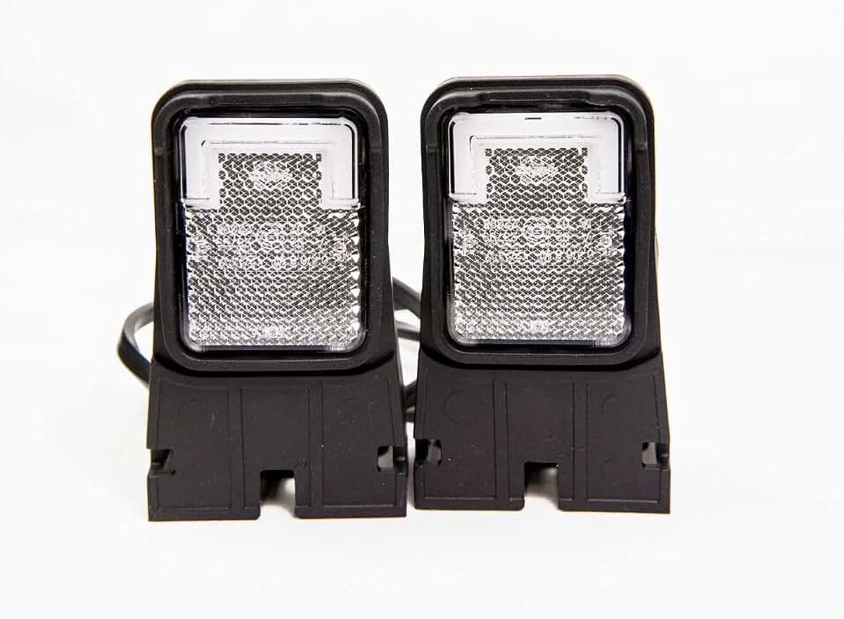 Markeringslicht wit, breedtelicht led neon versie, met witte reflector en houder hanger, vrachtwagen, auto, gloeilamp 12V 24V 2 x stuks