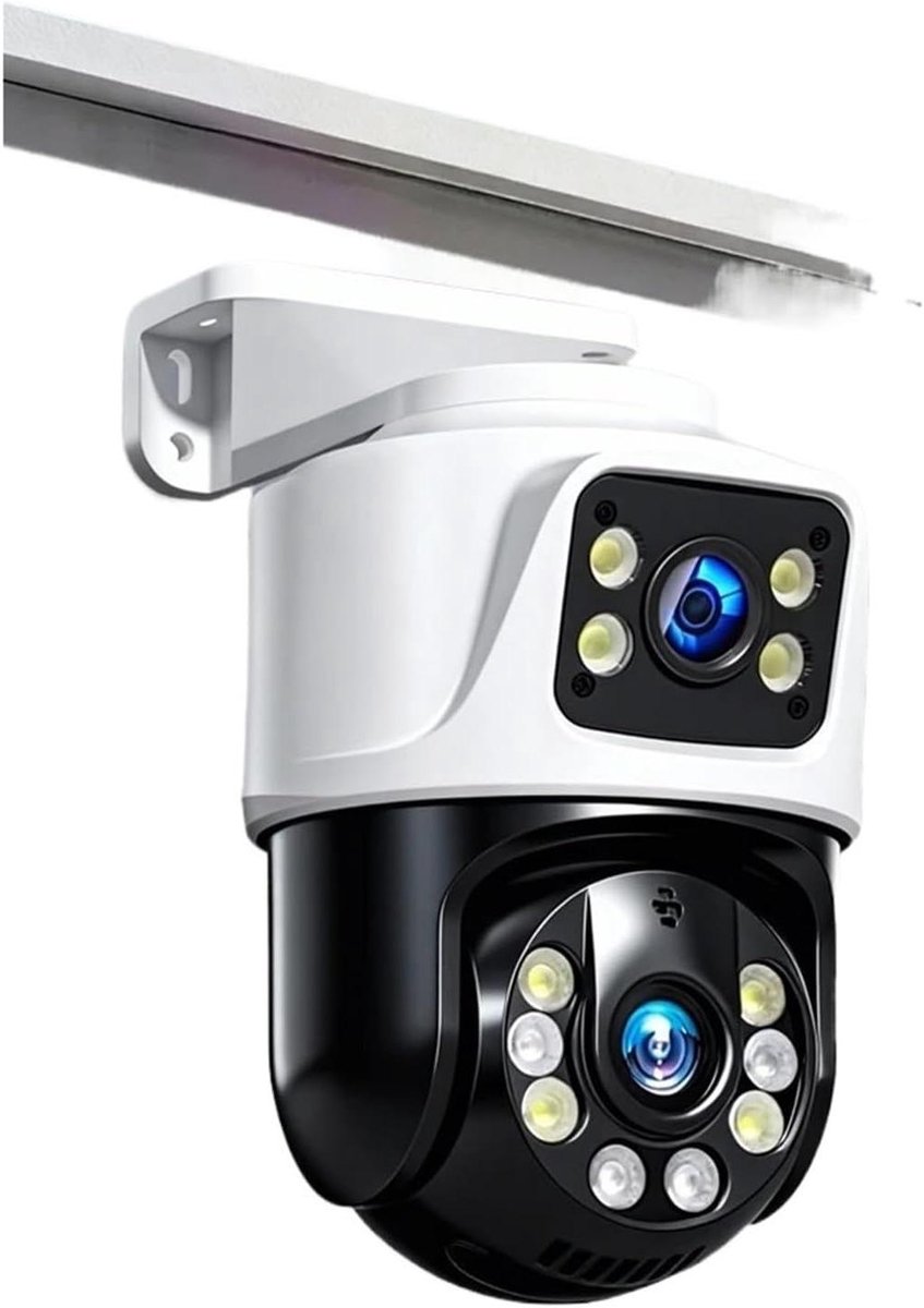 PTZ IP Camera - Beveiligingscamera Buiten - Woning Beveiligen - Dubbele Lens - 8MP - Wit