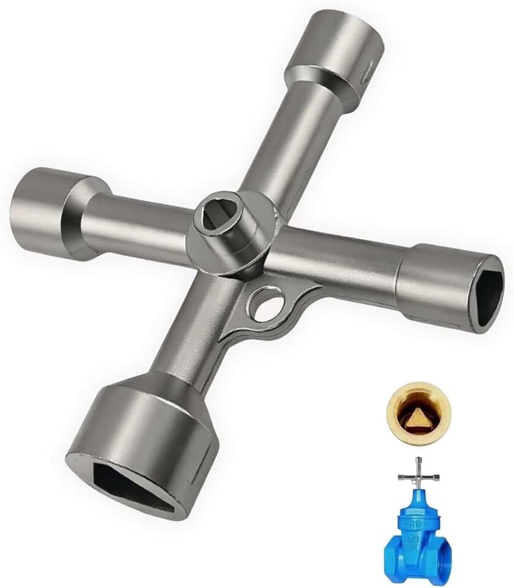 4-weg, 7 mm, 10 mm, 12 mm, 13 mm, 18 mm, geschikt voor driehoeken met zijlengtes 4,5 - 13,5 mm, voor pollers, vuilnisbakken, tellers