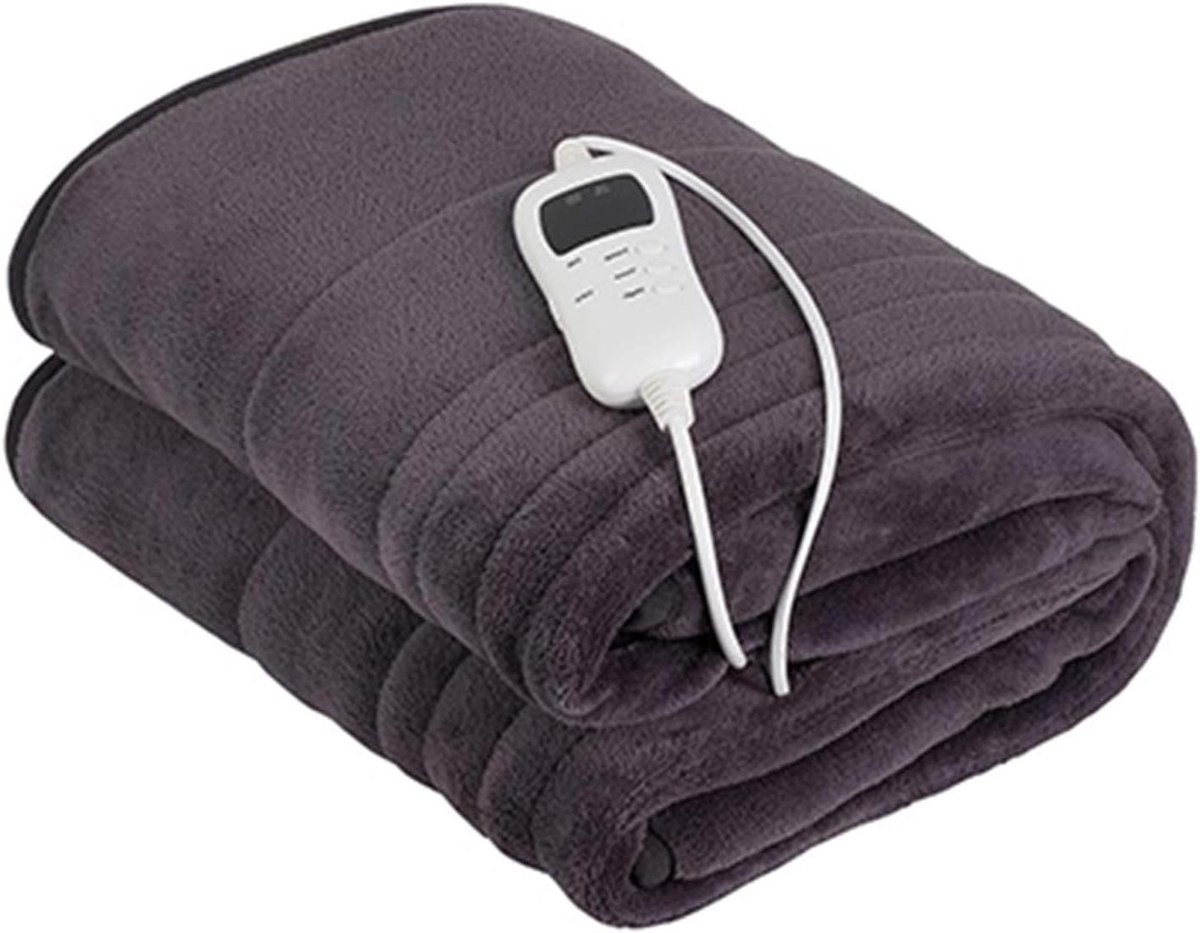 Elektrische deken - Verwarmingsdeken - Bed opwarmen - Instelbare timer - 160 x 180 cm - Grijs