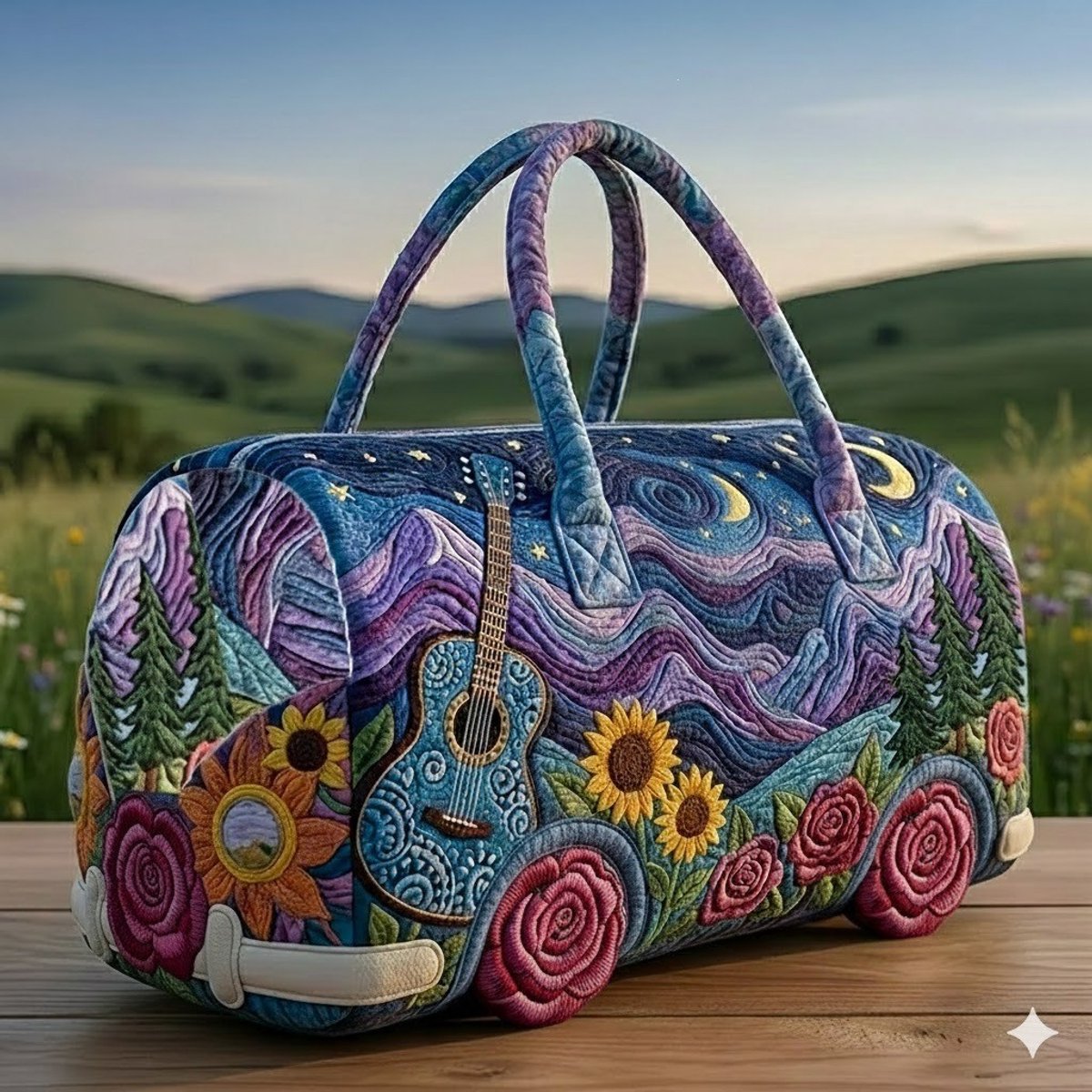 Textielen tas, retro bloemenprint in 3D-stijl, boho-stijl voor reizen en sport, meerkleurig, groot (18 x 9 x 9 inch)，141 modellen