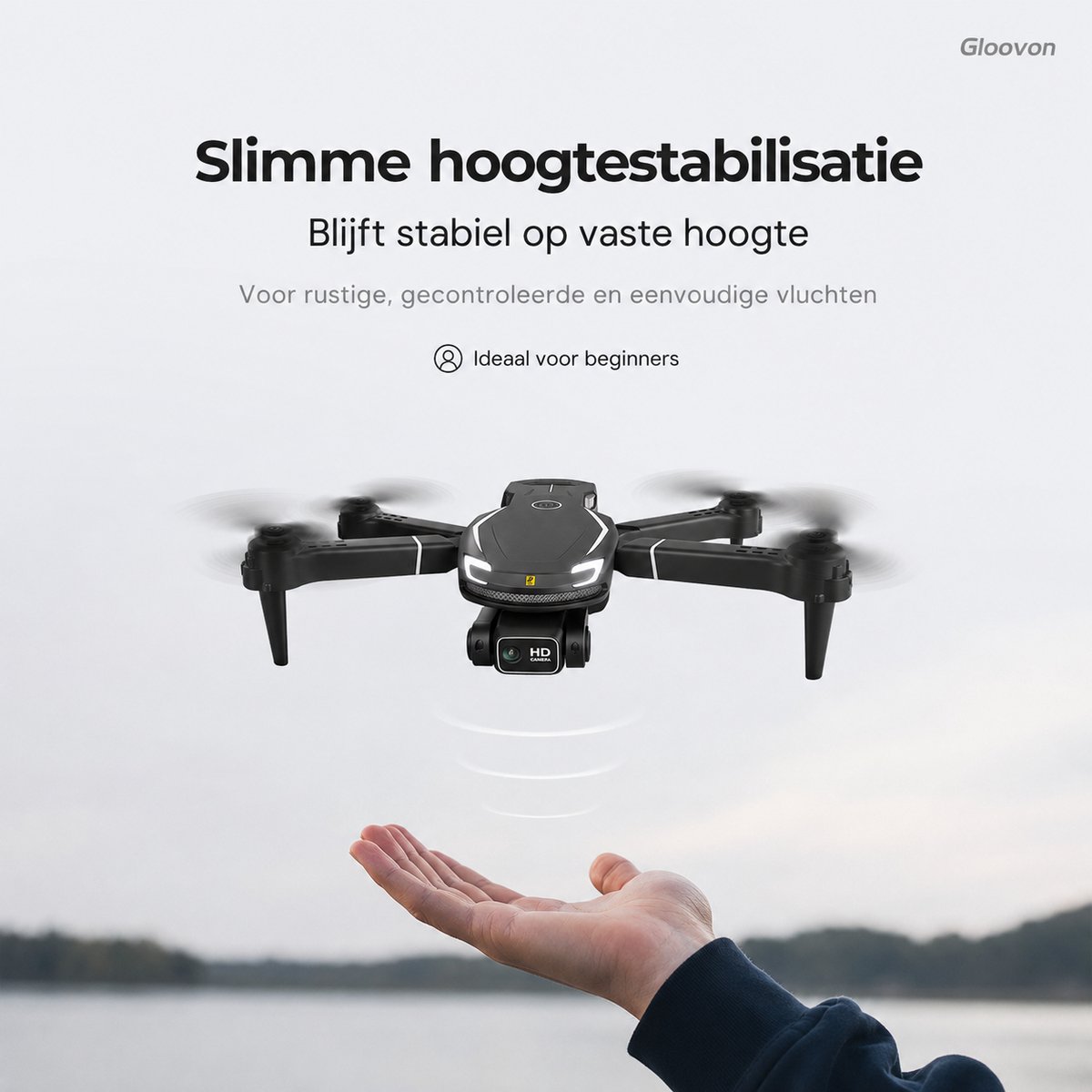 Gloovon® Opvouwbare Drone met Camera - 8K Dual Camera - 2 Accu's - 40 Minuten Vliegtijd - Inclusief Luxe Opbergtas - Zwart thumbnail 3