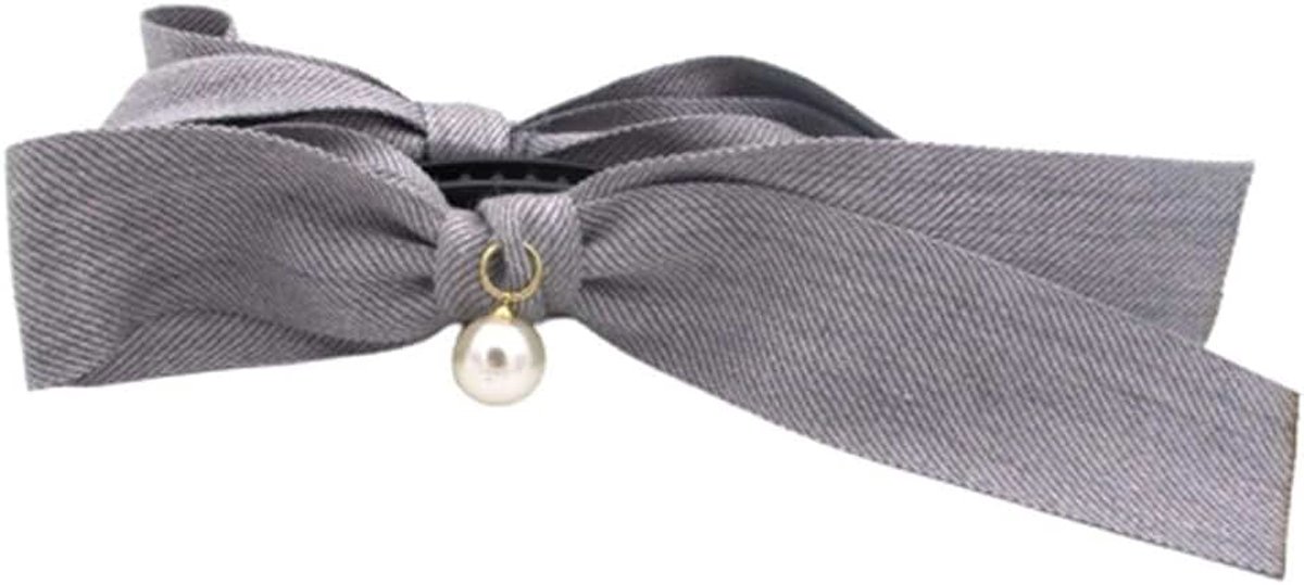 Herfst/Winter Fabric Cotton Bow hoofdtooi Banana clip haar ornament parel hanger Hairpin Hairpin Top Clip hoofdtooi (Color : Senior Gray)