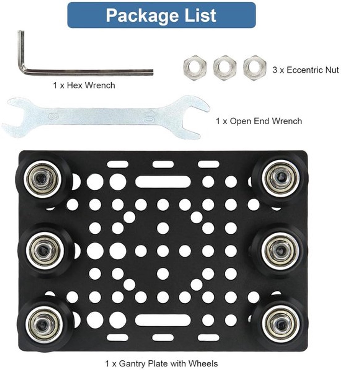 Aluminium Zwart Geanodiseerd Gantry Plate Kit met Katrol voor 3D Printer - Lineaire Rail - Aluminium Extrusie Profielen - 20-80mm - 0.8-3.1in