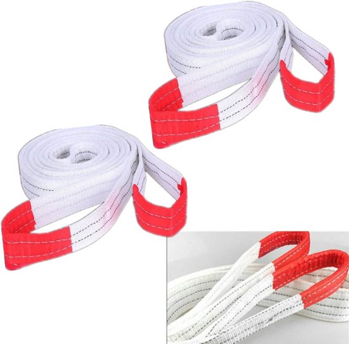 Hijsbanden met platte lus - 2 meter - 2000 kg draagkracht - duplex-polyester riem - lastliften - breukvastheid - 2 stuks.