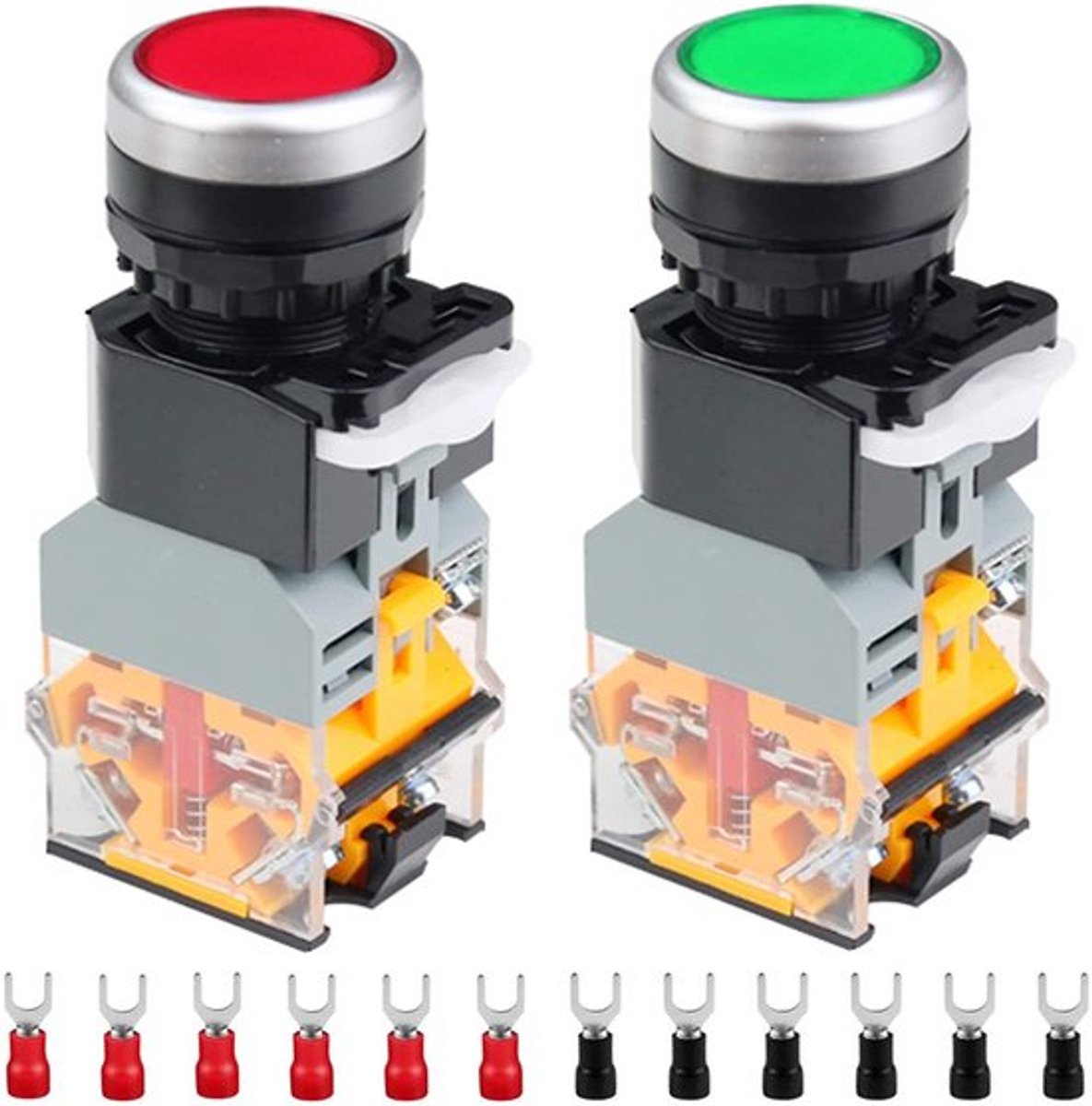 Momentane drukknop-schakelaar - 24 V schakelaar - LED-indicator - Rood/Groen - Duurzaam en Betrouwbaar - Geschikt voor elektrische toepassingen