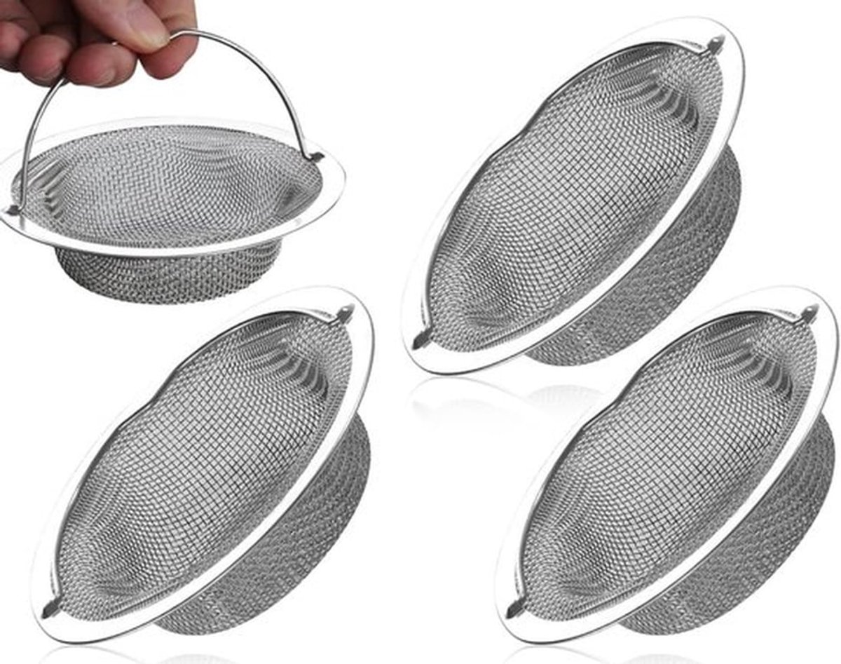 - Afvoergoot - Universele Afvoerzeef - Compact - Zilver - Keukenaccessoire - Ondersteunt Antiklevende Functie - Geschikt voor Keukens