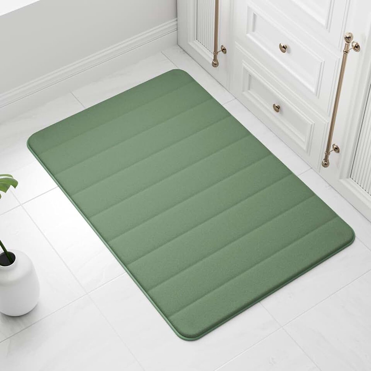 Wyewye Badmat van traagschuim, 60 x 90 cm, diepgroen, ultrazacht, antislip, super absorberend badkamertapijt