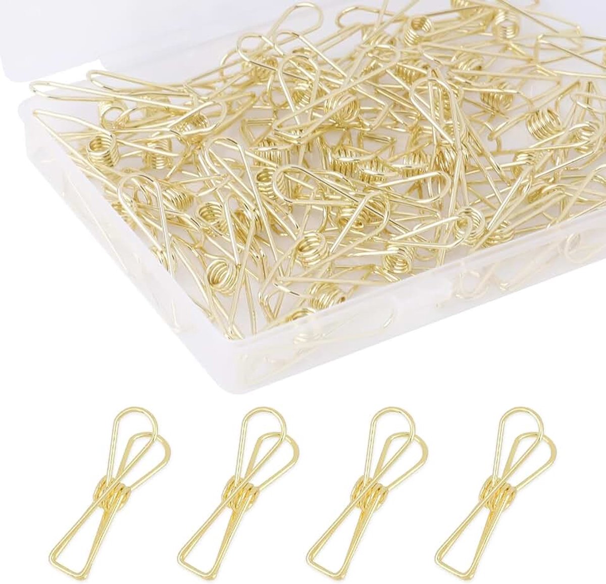 100 stuks gouden paperclips, multifunctionele metalen draad holle factuur paperclip, kleine bindclips voor kantoor, school, thuisgebruik en bedrijf