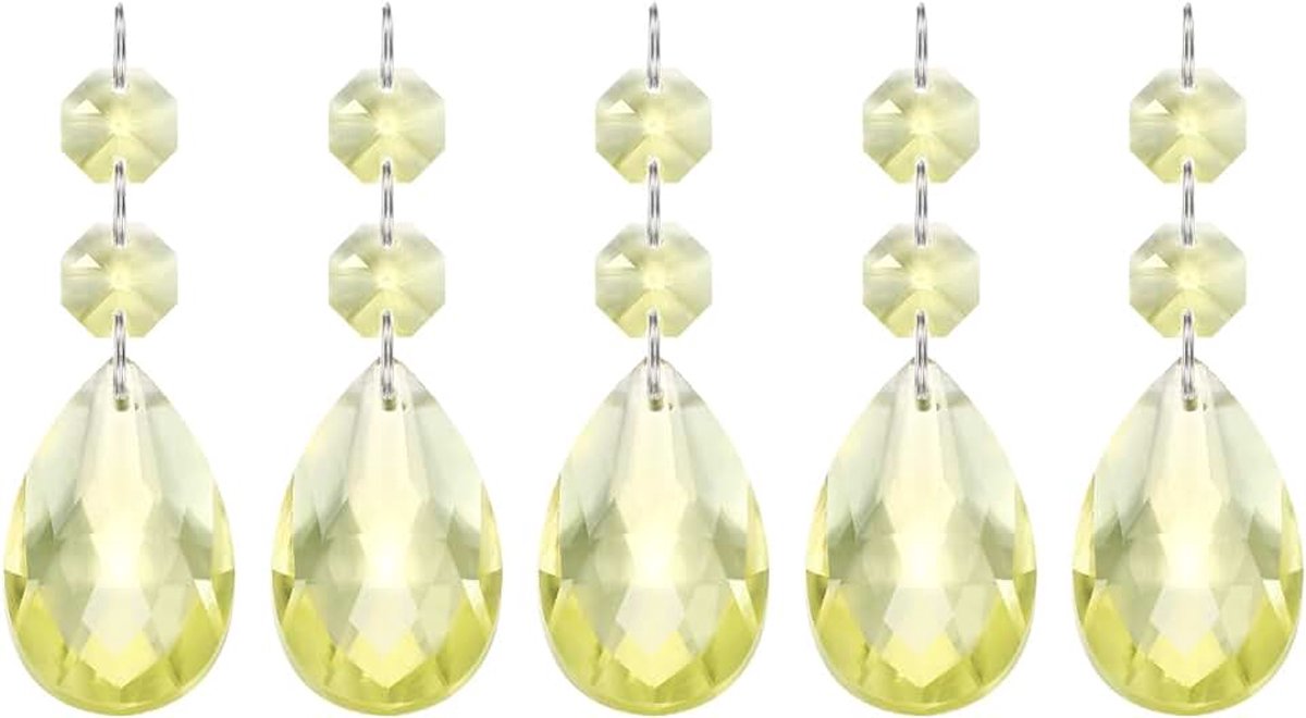 Traanvormige kristallen kroonluchter hangers kralen, 5 stuks 85 mm lengte 38 mm kroonluchter prisma's onderdelen ornamenten hangende kralen voor doe-het-zelf kunst ambachten decoratie,