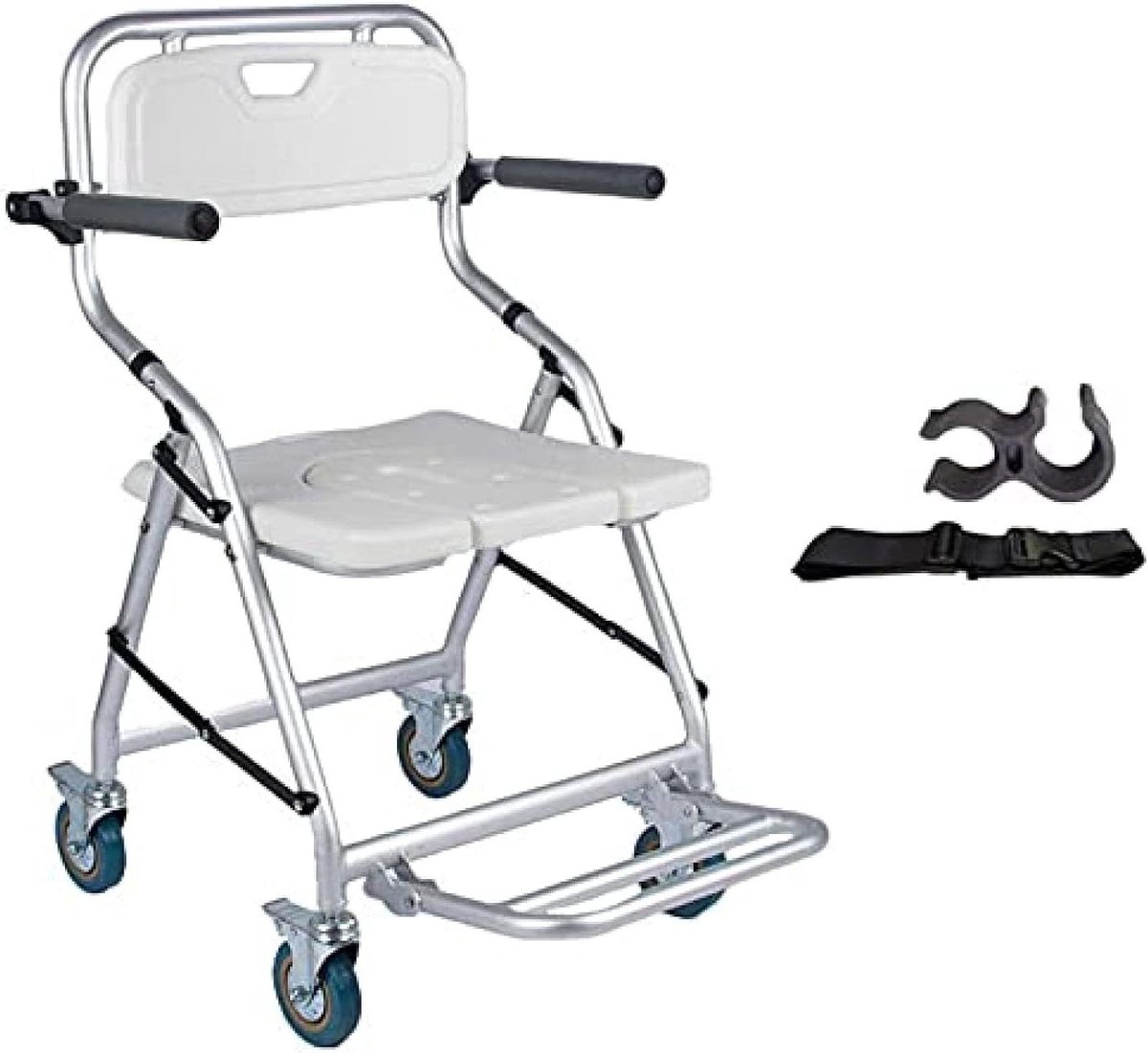 Douchestoel met wielen - Badstoel kruk - Veilig douchen - Opvouwbaar en draaibaar - 46 cm zithoogte - Onbekend