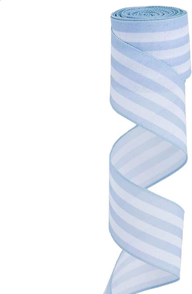 Blauw en wit gestreept lint, 10 stuks, ripslint voor geschenkverpakking, gestreepte stoffen lint met versterkte rand voor handwerk, rol met 6,3 cm brede linten
