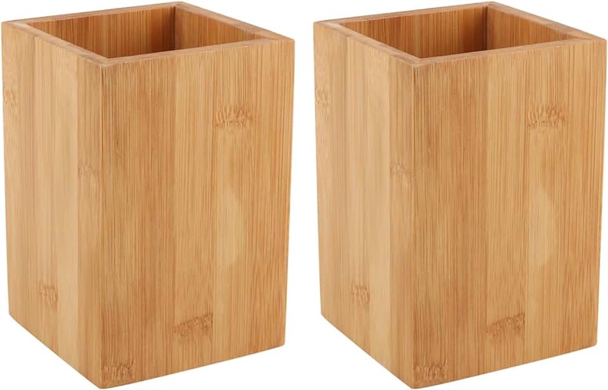 Eetstokjes vat 2 stuks 14 x 10 cm vierkante bestekstandaard natuurlijke bamboe voor keukenbureau opbergpen