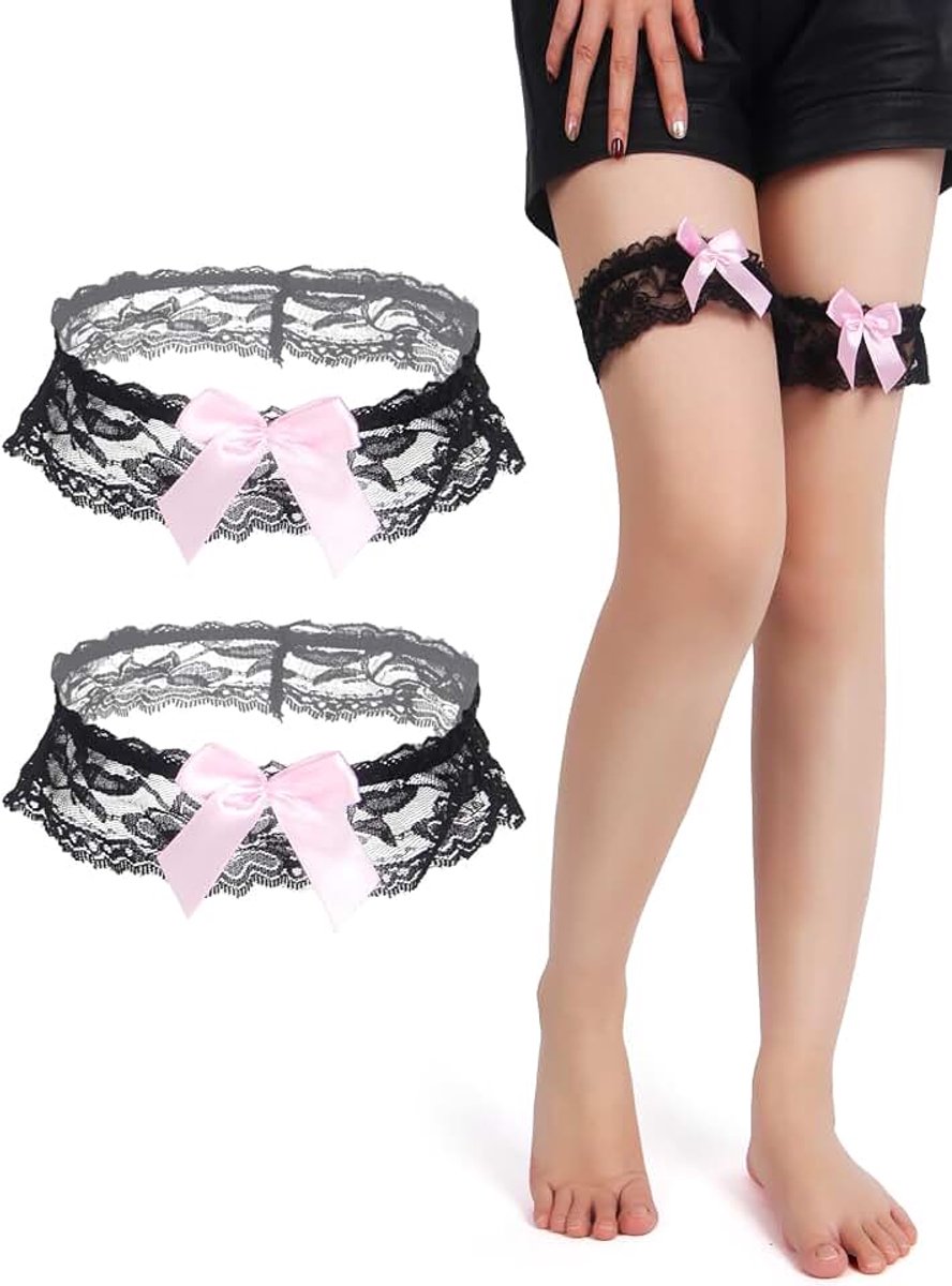 Kousenband van kant voor bruid 2 stuks strik bruiloft kousenband wit blauw elastische kousenbanden set met strik accessoires voor vrouwen