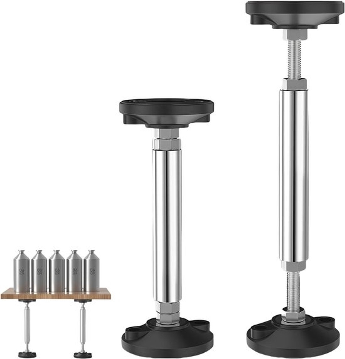 Verstelbare telescopische steunstangen 28-42 cm, plafondsteun tot 300 kg, ideaal voor deur- en kastondersteuning, robuuste liftbalk en werkbank ondersteuning