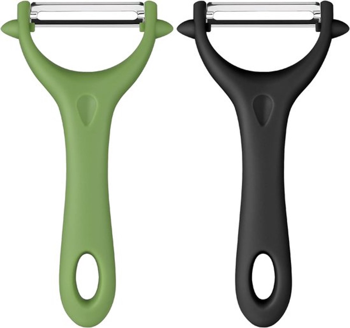 2 stuks - Fruit peeler - roestvrij staal waterdruppel pepaan peeler - huishoudelijke keuken gadget - voor komkommer aardappel peeler peeler - groen + zwart