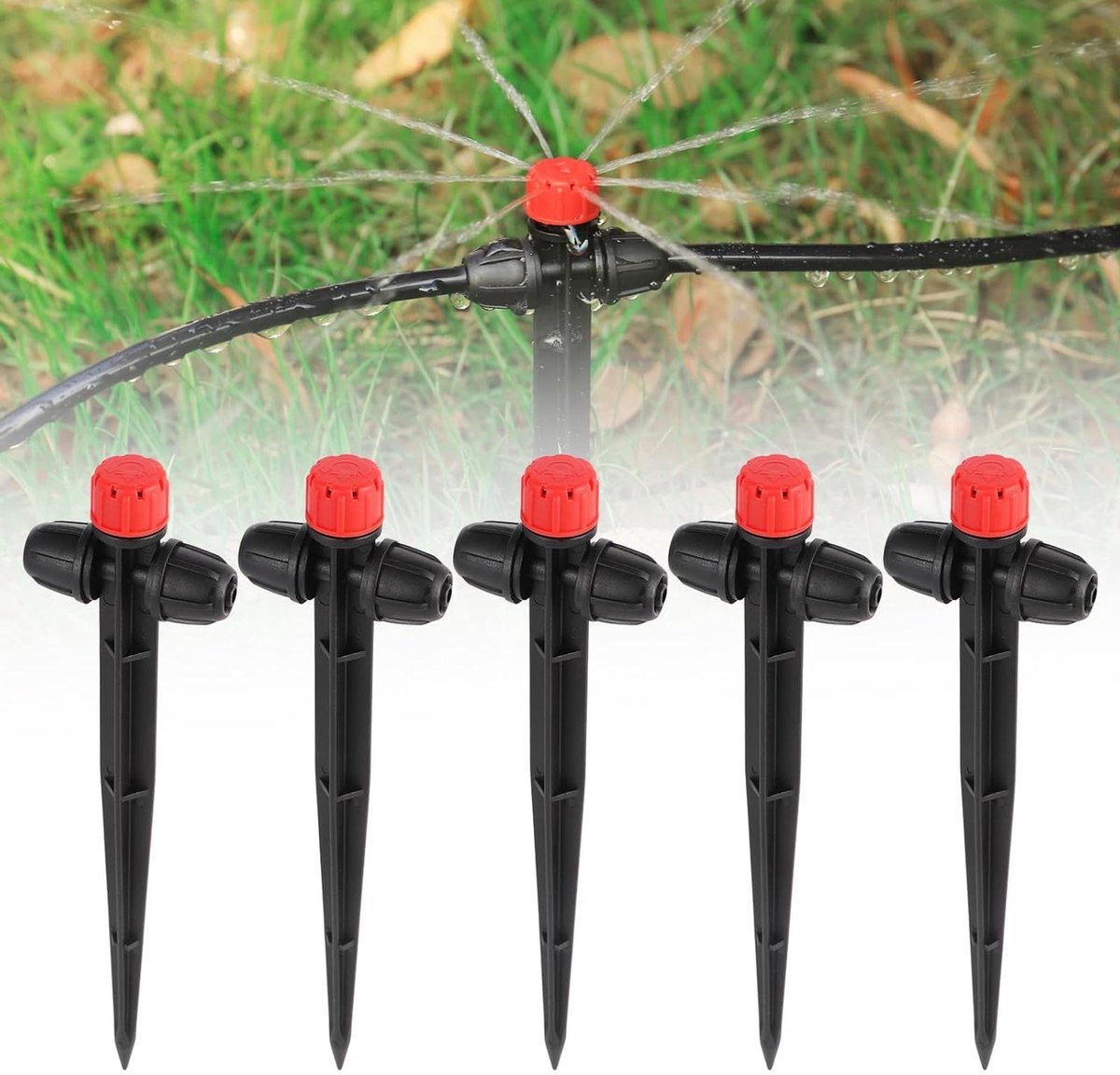 Druppelirrigatie Sproeiers - Verstelbare Druppelaars - Planten Water Geven - 360 Graden Bereik - 25 Stuks - Rood