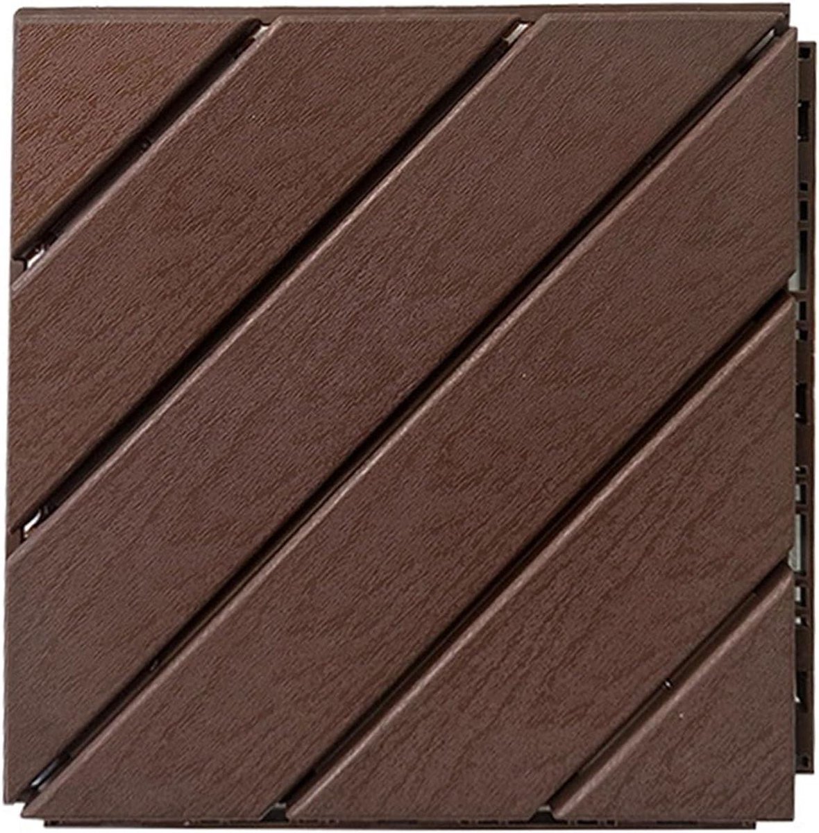 Kunststof Terrastegels - Vloertegels Buiten - Tuin Decoreren - In elkaar grijpend Systeem - 25x25 cm - Bruin