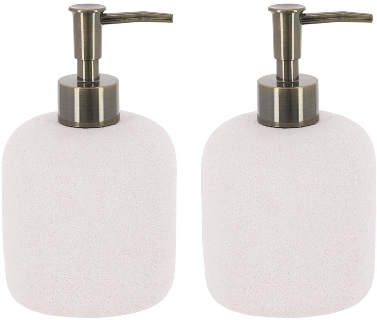 Tendance zeeppomp / zeepdispenser Como - 2x - ivoor wit - 400ml - rond - polyhars