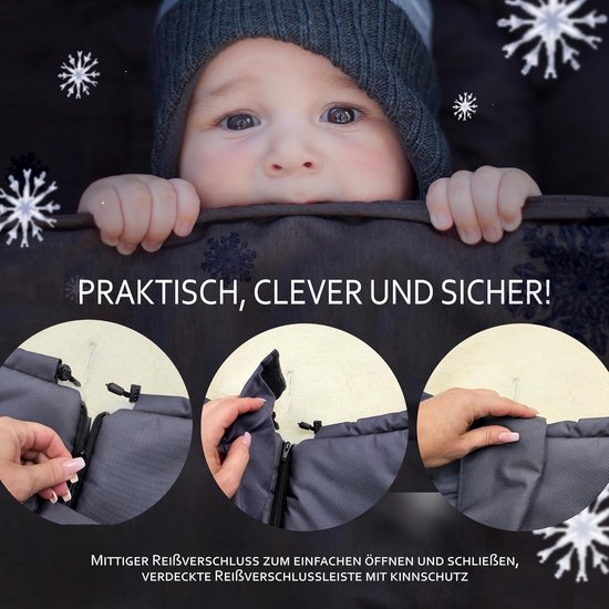 Winter Voetenzak - Kinderwagen Zak - Warm Blijven - Aanpasbare Lengte - 90-110 cm - Sterren Beige — afbeelding 2