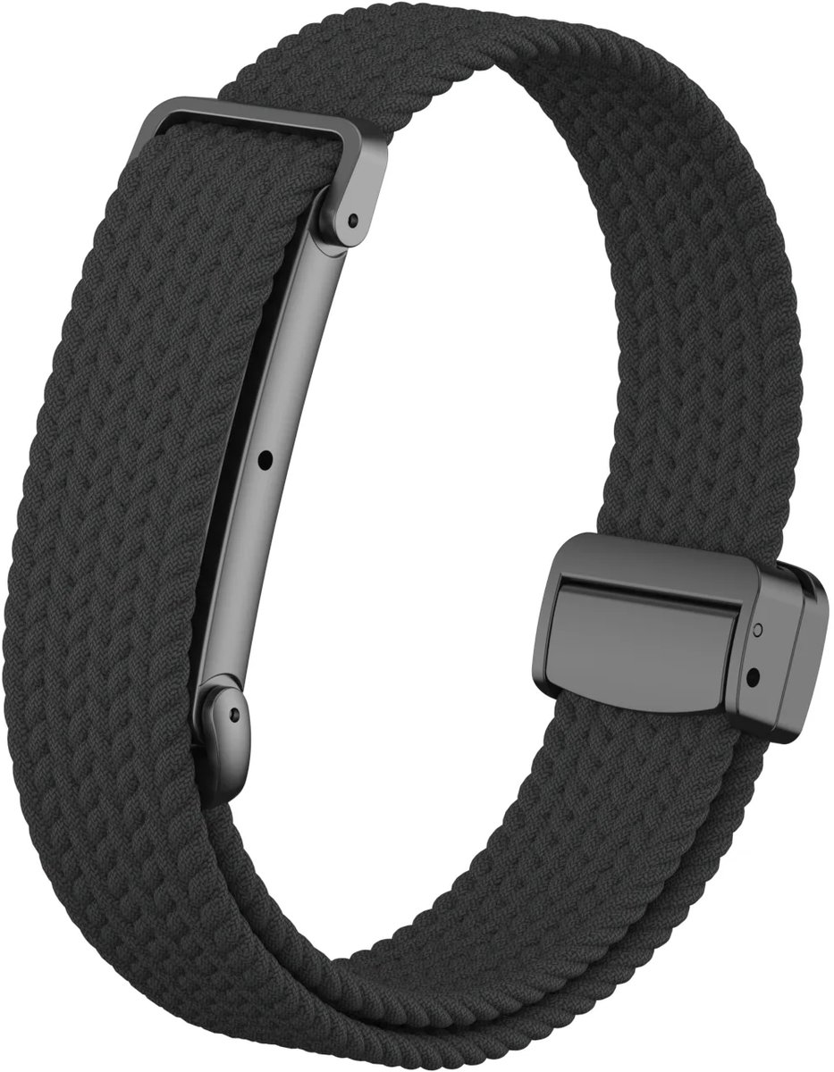 Strap-it Gewoven bandje met magneetaansluiting geschikt voor Fitbit Air - Zwart