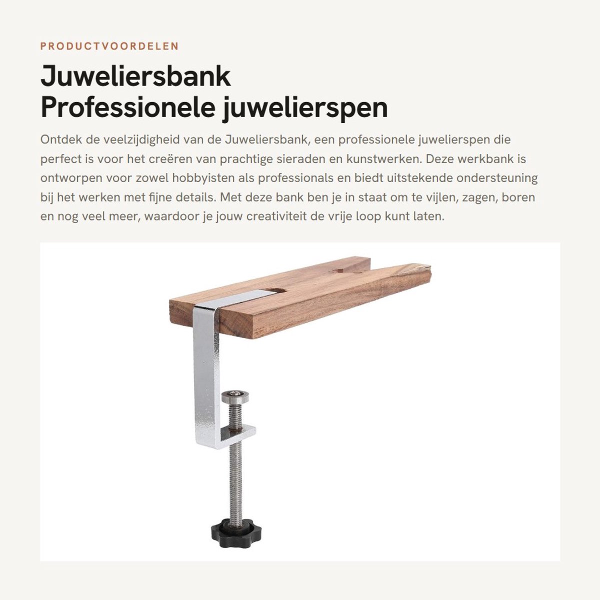 Dailygoods- Juweliersbank Professionele V-sleuf - Werkbank voor Sieraden - Klemset - Duurzaam Materiaal - Geschikt voor Kunsthandwerk - Ondersteuning bij Fijne Details