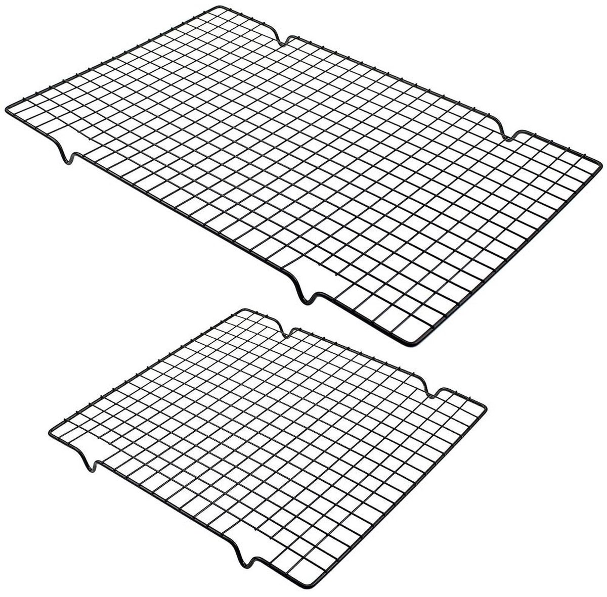 Dailygoods- Koelrek 2 Stuks - Koelrek voor Taarten/Brood - Bakrek - Carbon Staal - Antiaanbak Coating - 40x25,5 cm / 28x25,5 cm - Bakvorm