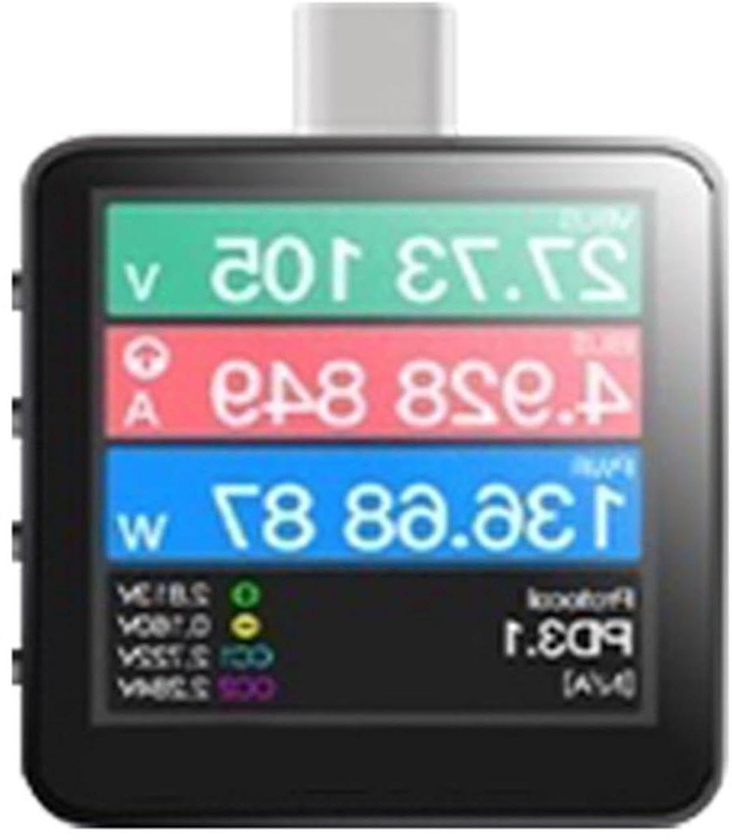 USB Meetapparaat - Stroom Monitor - Laadtesten Analyseren - PD3.1 Detectie - 50V 6A - Zwart