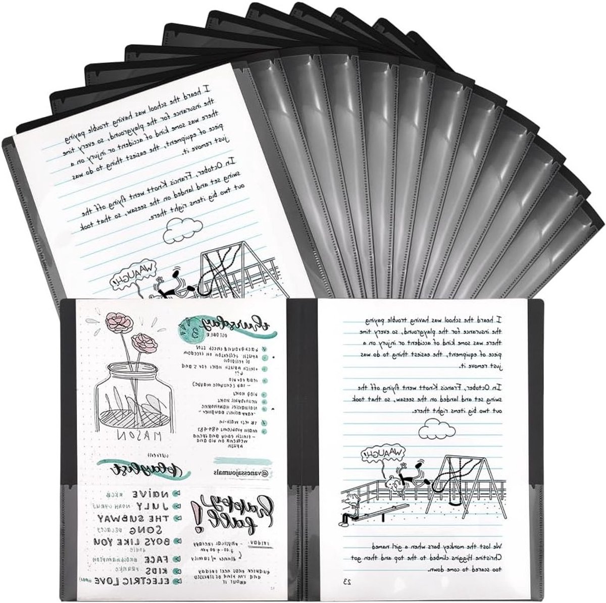24 Stuks Stevige Plastic Mappen met Binnenvakken 30 x 24 cm - Duurzame PP Werkorganisatiemappen voor Kantoor, Scheurbestendig en Ideaal voor Documenten