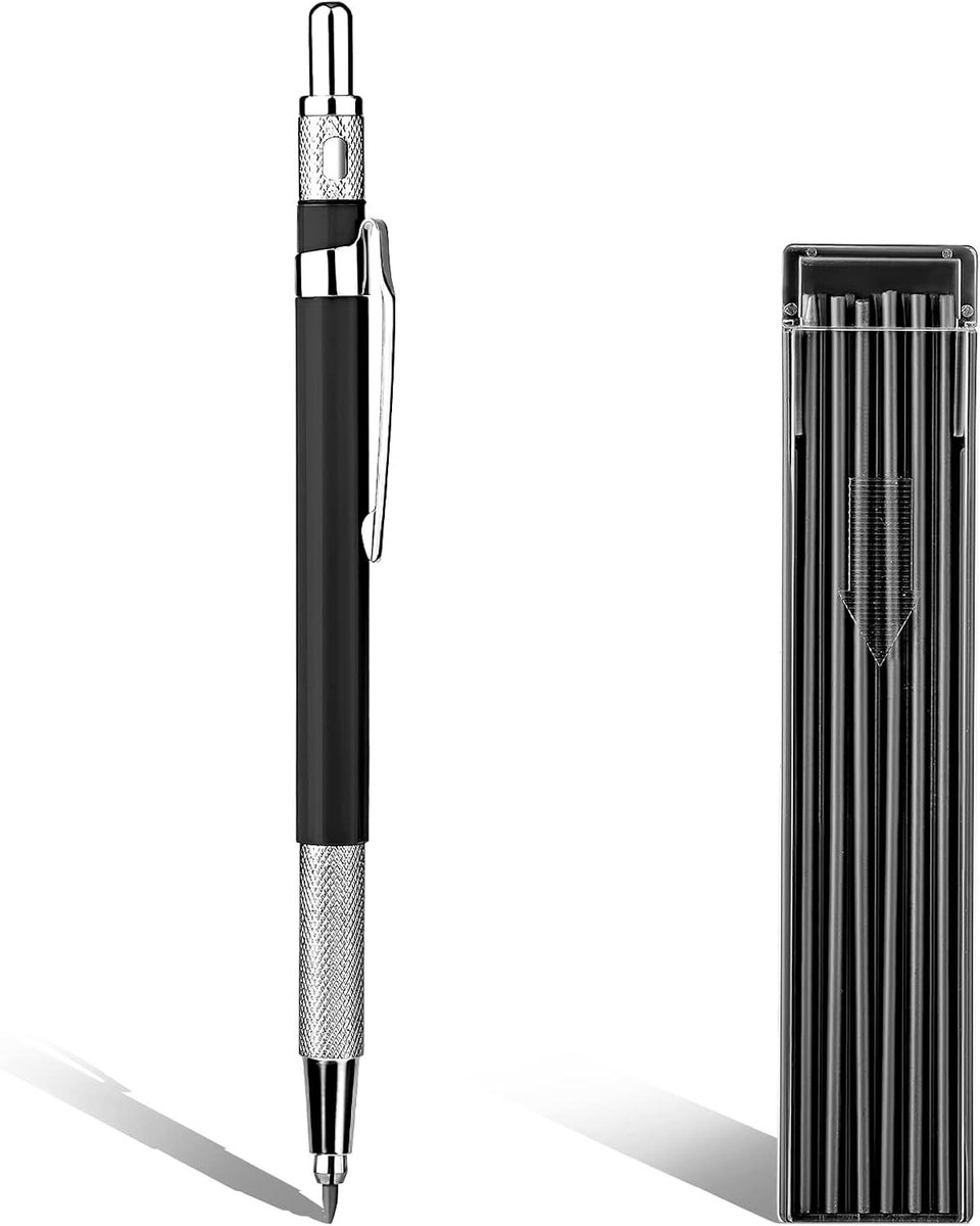 Set van Mechanische Potloden met 1 Potlood en 12 Vullingen, 2 mm, 2B, Voor Houtbewerking en Technisch Schrijven