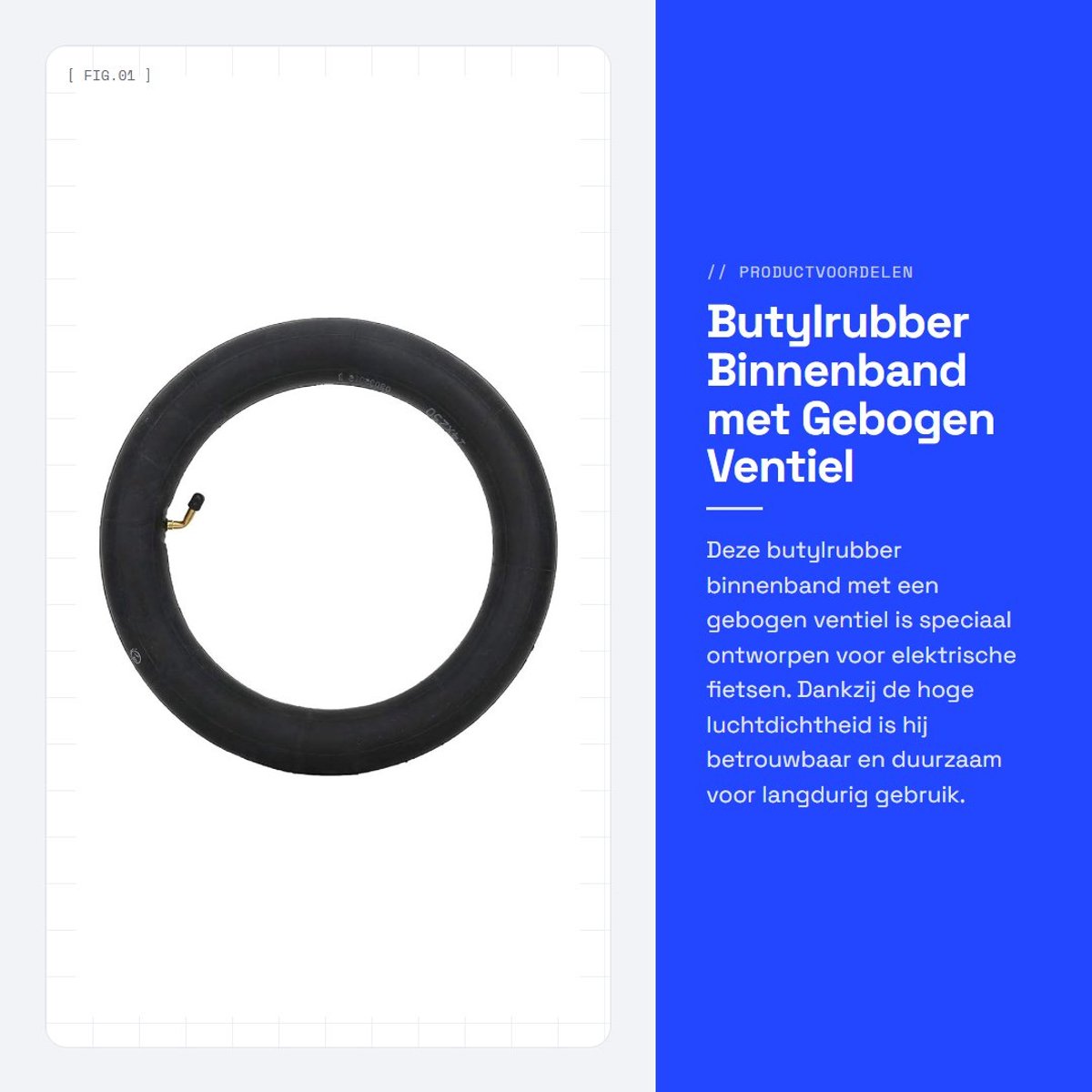 Dailygoods - Butylrubber Binnenband met Gebogen Ventiel voor E-bikes