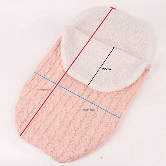 Witte, dikke gebreide babydeken met fleecevoering, warm voor uitstapjes, wollen slaapzak voor in de kinderwagen, extra dik voor de winter.