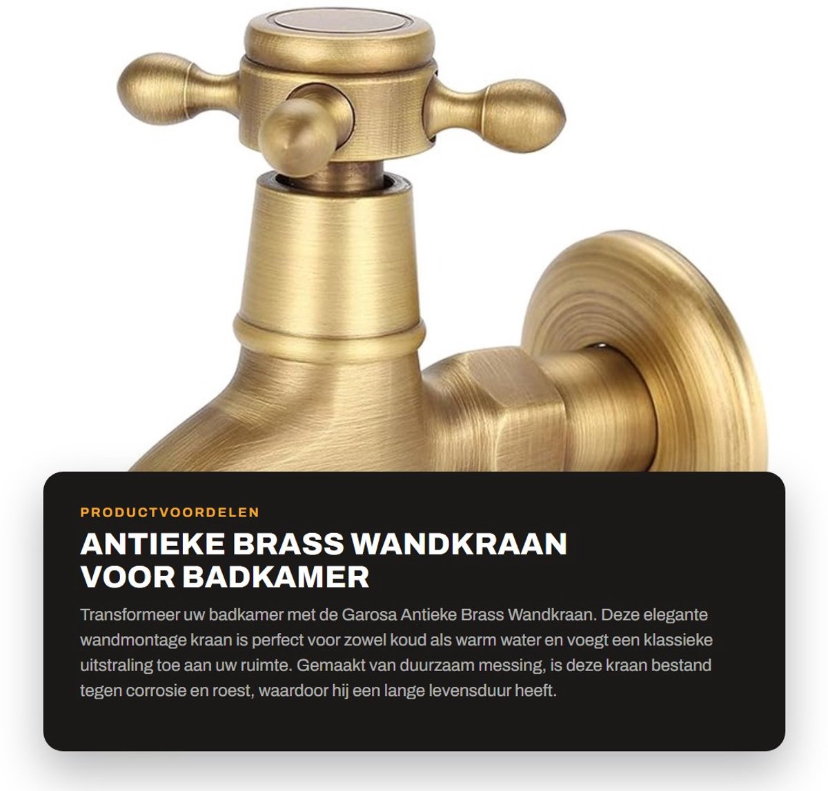 Dailygoods- Kraan Muurbeugel - Duurzaam Messing - Koud/Warm Water - Eenvoudige Installatie - Drupvrije Keramische Klep - Ruimtebesparend Design - Waterkraan