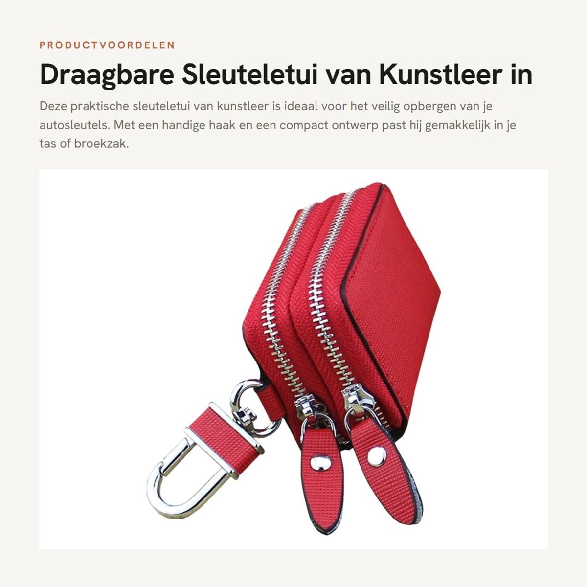 Dailygoods- Sleuteletui Draagbaar - Autosleuteltas - Sleuteltas - Sleuteletui voor Dames/Heren - Kunstleer - 1 Sleuteletui 7,8 cm x 5 cm x 3,2 cm