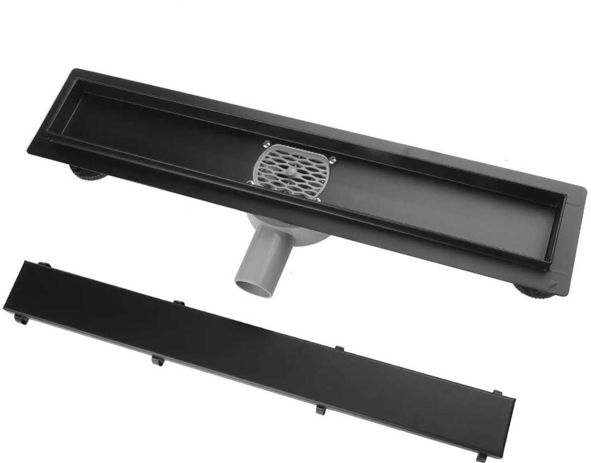 Dailygoods- Douchegoot 60 cm - Roestvrij Staal - 2-in-1 - Plat - Bodemafvoer - Corrosiebestendig - Hoogwaardige Sifon - Afvoerputje