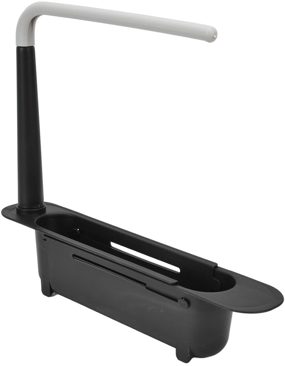 Dailygoods- Gootsteenorganizer Verstelbaar - Telescopisch Opslagrek - Handdoekhanger - PP Materiaal - Uitbreidbare Capaciteit - Ventilatie en Afvoer - Afwasrek