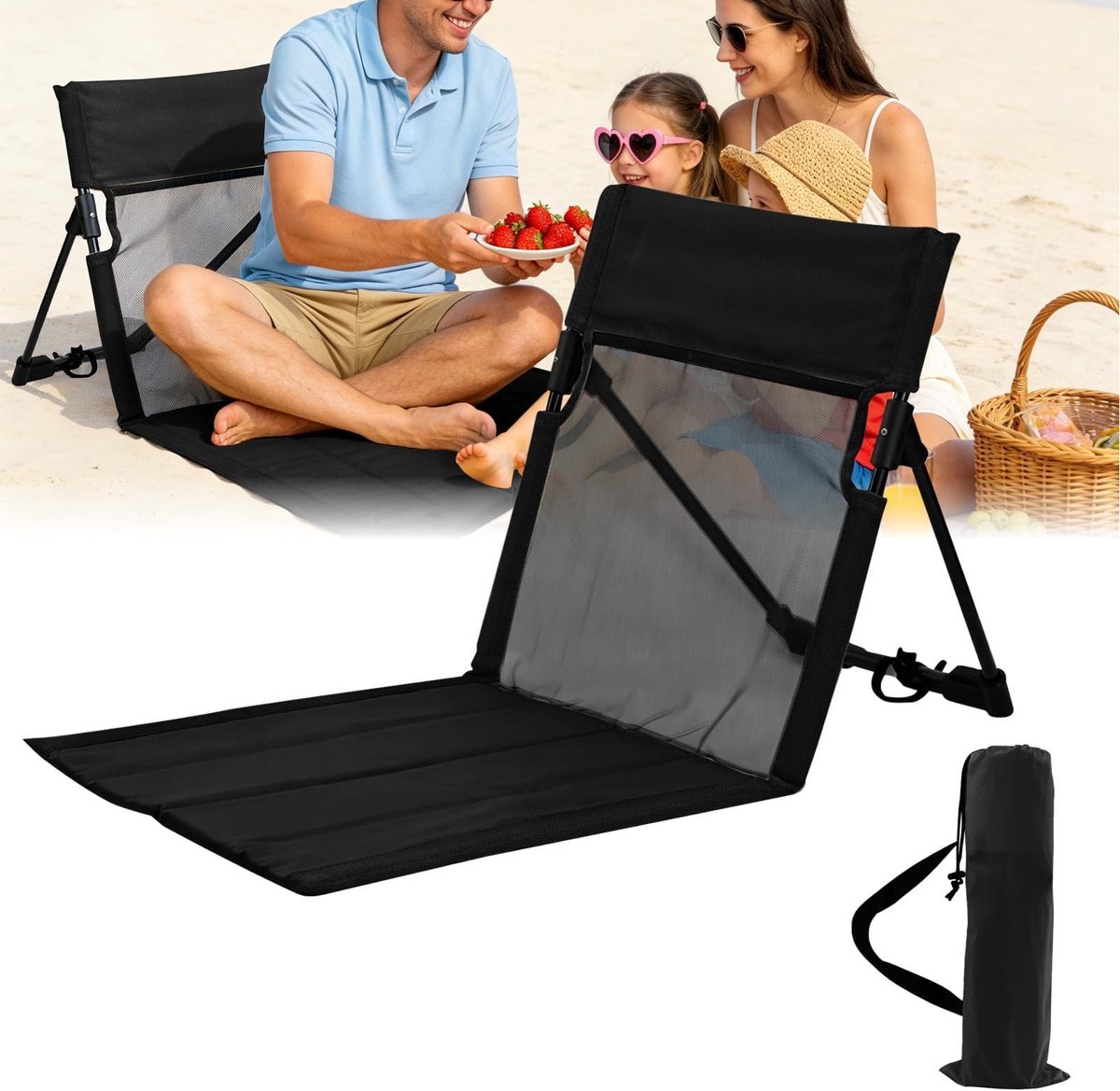 Dailygoods - Opvouwbare Strandstoel met Rugleuning - Ultralicht en Draagbaar