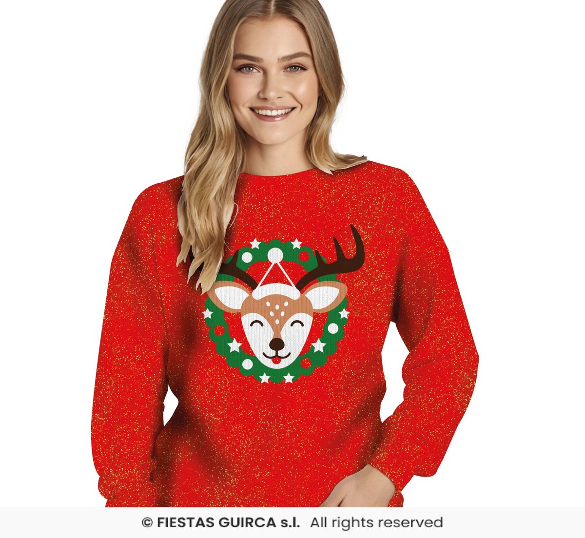 Kerst Trui Glitter Rood