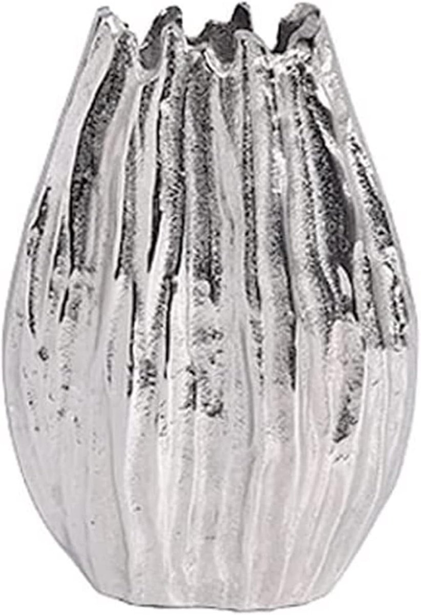 Decoratieve Vaas - Bloemenvaas Metaal - Huis Versieren - Modern Design - 25 cm - Zilver