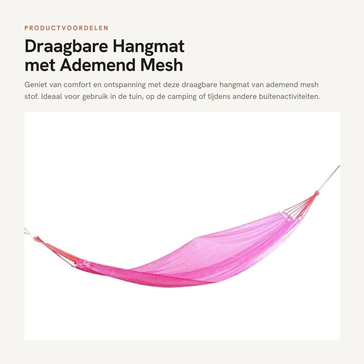 Solidchoice- Hangmatrooster Draagbaar - Mesh Stof - Maximaal Draagvermogen 250 kg - Opbergtas - Ademend - Comfortabele Ervaring - Hangmat