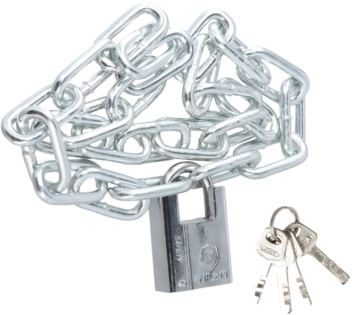 Solidchoice - Ketting met slot, veiligheidsketting en vergrendelingsset, fietskettingen, motorketting, diefstalbeveiliging, fietsslot, voor poorten, motorfietsen, fietsen, hekken (80 cm)