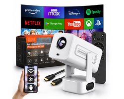Zenwire® PrimeView IMC360 – Mini Projector 360° Android 13 – Beamer WiFi 6 – Bluetooth 5.2 – Full HD 1080p – 4K-ondersteuning – 400 ANSI Lumen – 270° Rotatie – Autofocus – Compact & Stil