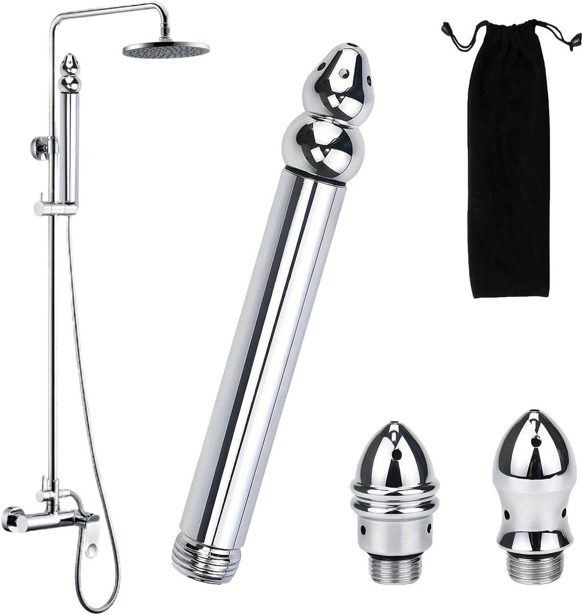Dailygoods- Doucheset Aluminium - 3-delige Inloopset - Douchekop - Antislip Design - Duurzaam - Inclusief Draagtas