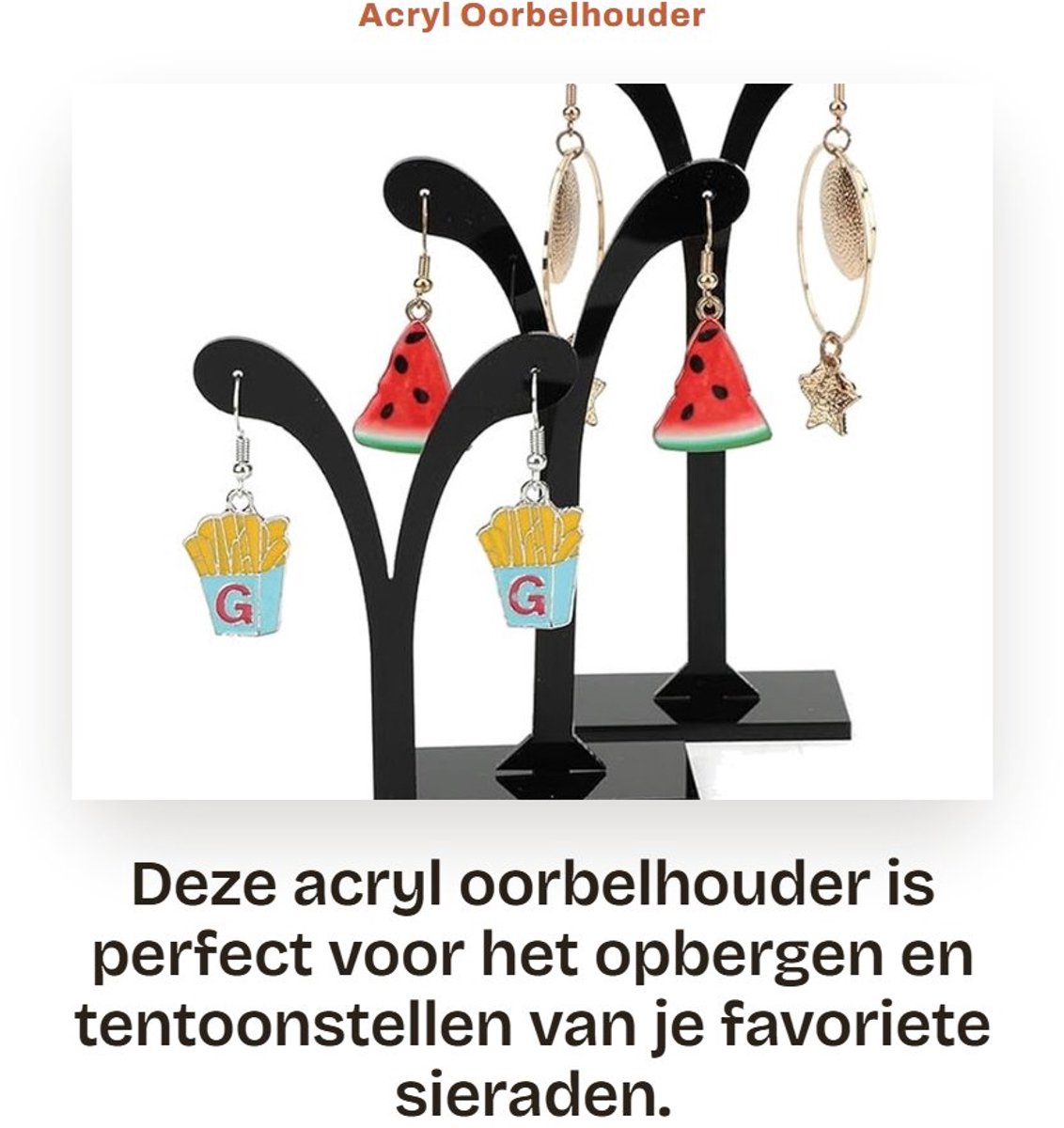 Dailygoods- Oorbellenrekje Hangend - Sieradenstandaard - Decoratieve Opslag - Stabiliteit - Vierkante Basis - Ornamenten Effect - Sieradenstand